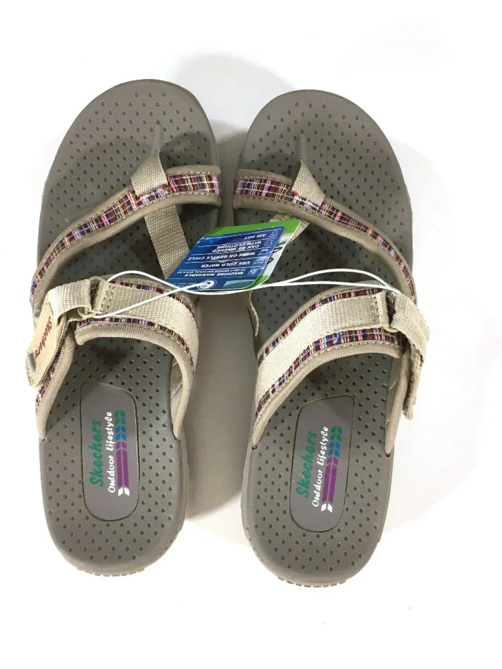 Skechers Reggae Sandals Womens Size 7 Tan Hook Loop Strap 179088S